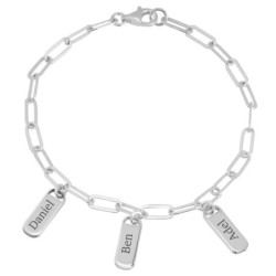 Personalized Sterling Silver Paperclip Mom Bracelet - Up To Five Names