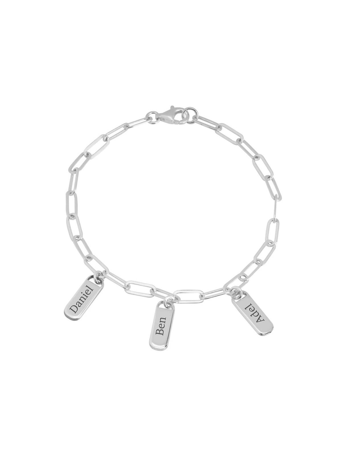 Personalized Sterling Silver Paperclip Mom Bracelet - Up To Five Names