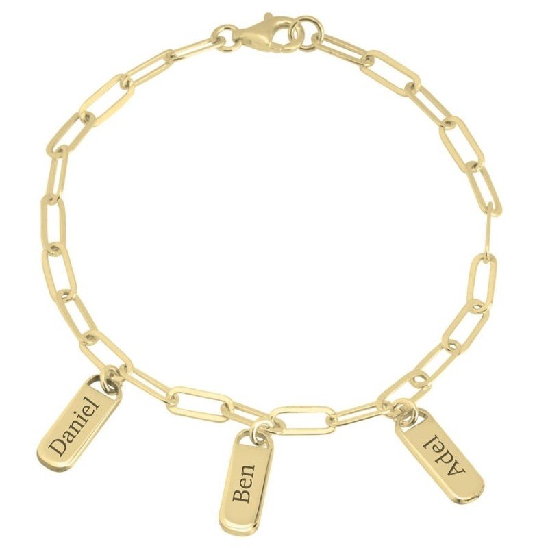 Personalized Sterling Silver Paperclip Mom Bracelet - Up To Five Names