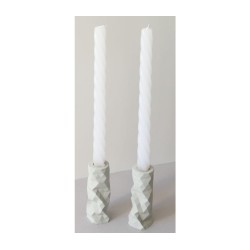 Graciela Noemi Handcrafted Origami Shabbat Candlesticks Gray | Judaica