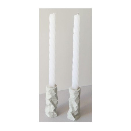 Graciela Noemi Handcrafted Origami Shabbat Candlesticks Gray | Judaica