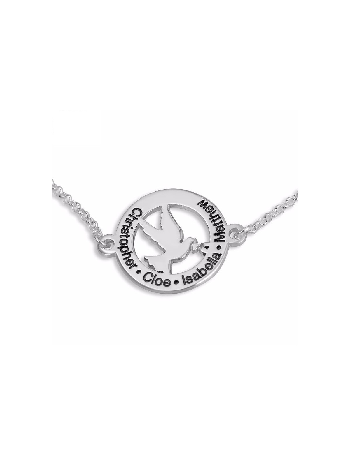 Double Thickness Silver Personalized Dove Bracelet for Mom