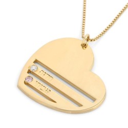 Gold Plated English / Hebrew up to Four Kids' Names Heart Mom Necklace