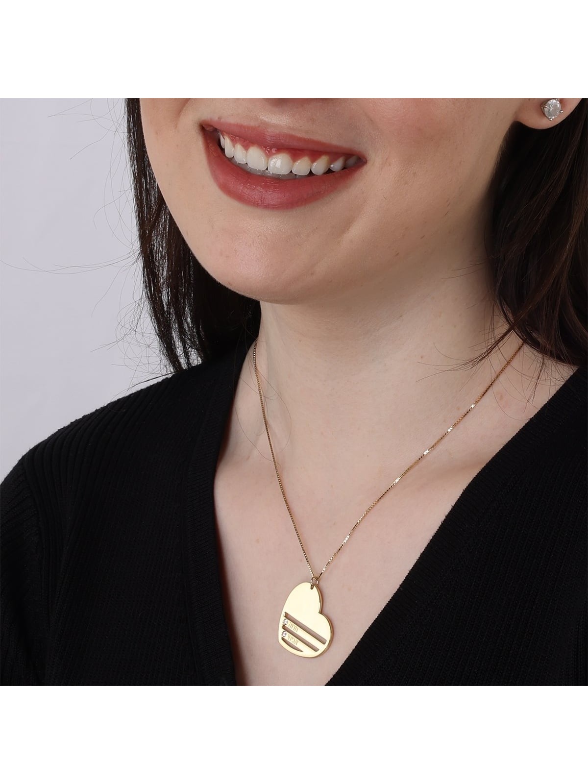 Gold Plated English / Hebrew up to Four Kids' Names Heart Mom Necklace