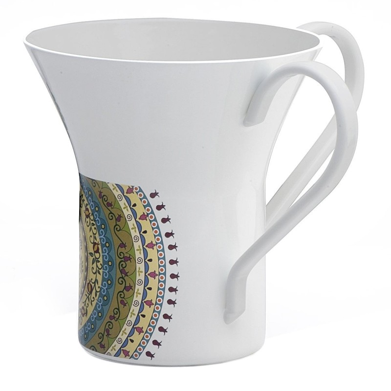 Dorit Judaica Pomegranate Mandala Netilat Yadayim Towel and Washing Cu