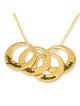 24K Yellow Gold Plated Hebrew Name Rings Mom Necklace (Up to 5 Names)