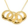24K Yellow Gold Plated Hebrew Name Rings Mom Necklace (Up to 5 Names)