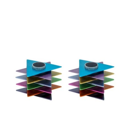 Yair Emanuel Shabbat Candlesticks Stacked Triangle S... | Candlesticks