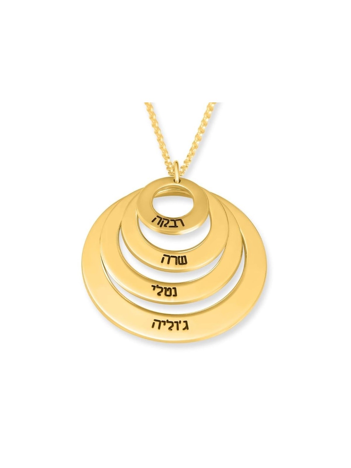 Hebrew Name Necklace For Mom - 24K Yellow Gold Plated English or Hebre