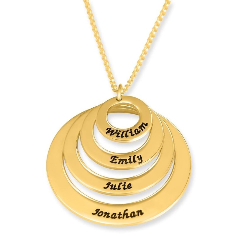 Hebrew Name Necklace For Mom - 24K Yellow Gold Plated English or Hebre