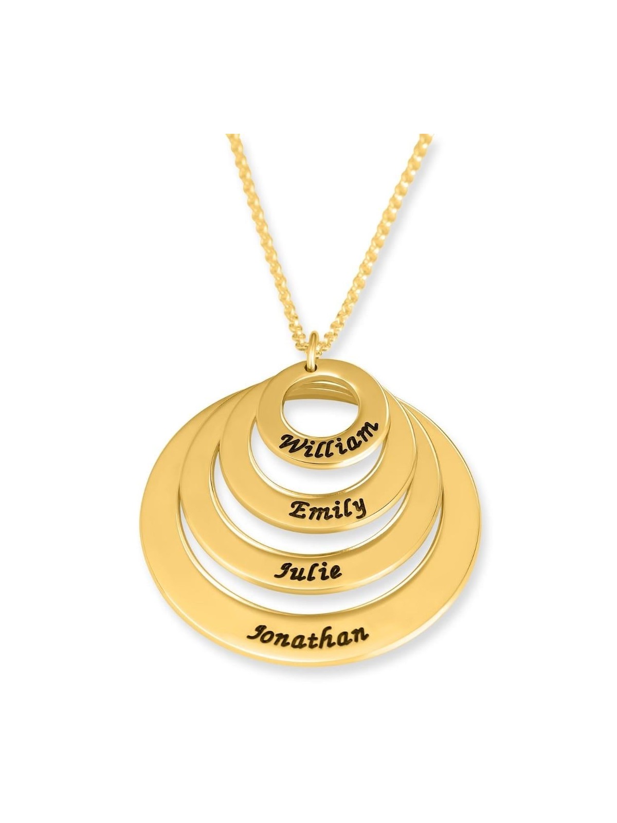 Hebrew Name Necklace For Mom - 24K Yellow Gold Plated English or Hebre