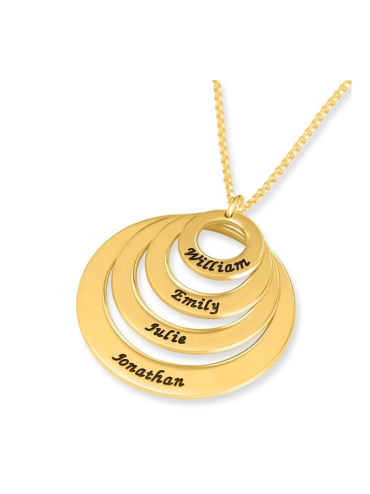 Hebrew Name Necklace For Mom - 24K Yellow Gold Plated English or Hebre