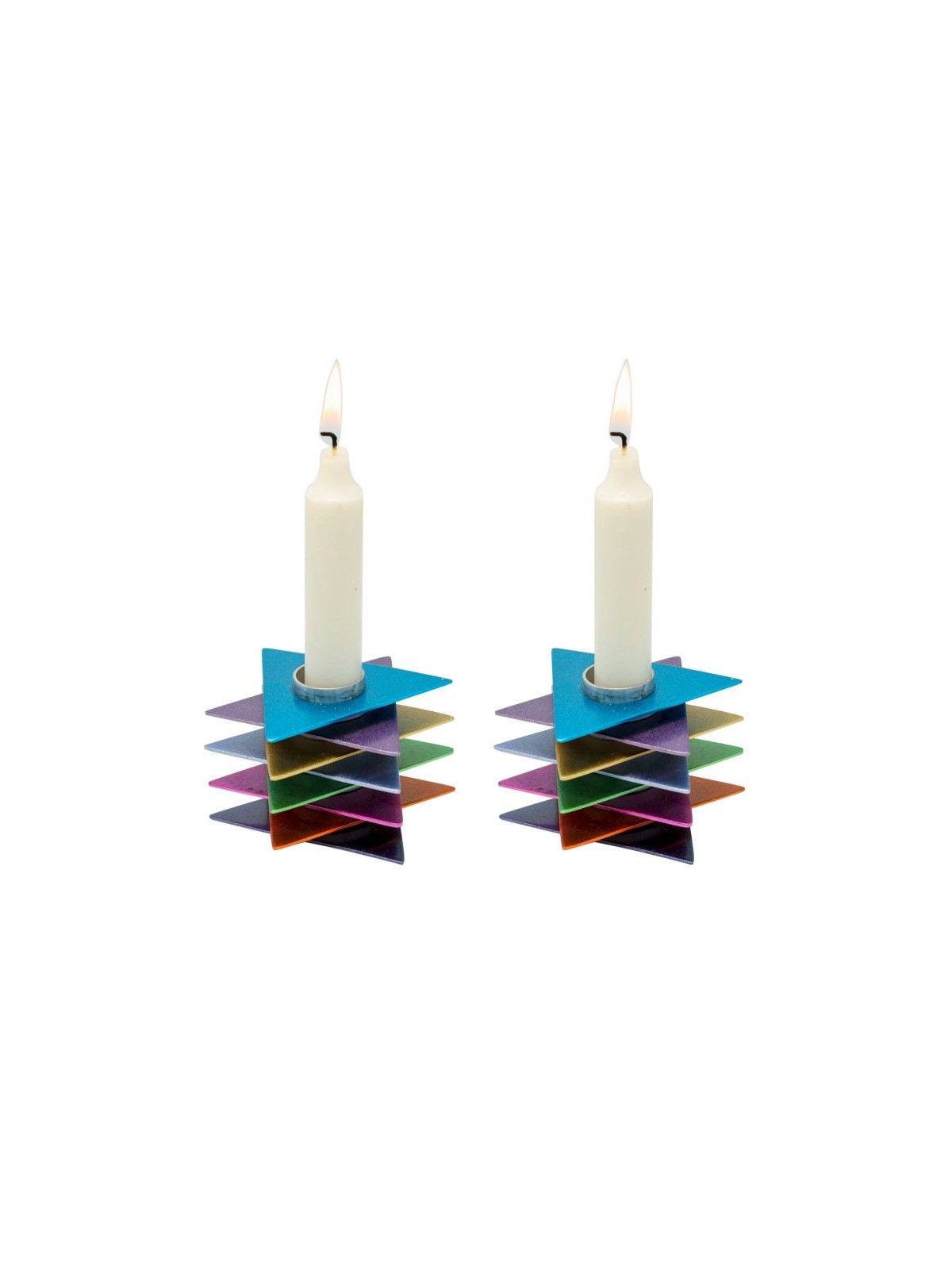 Yair Emanuel Shabbat Candlesticks Stacked Triangle S... | Candlesticks