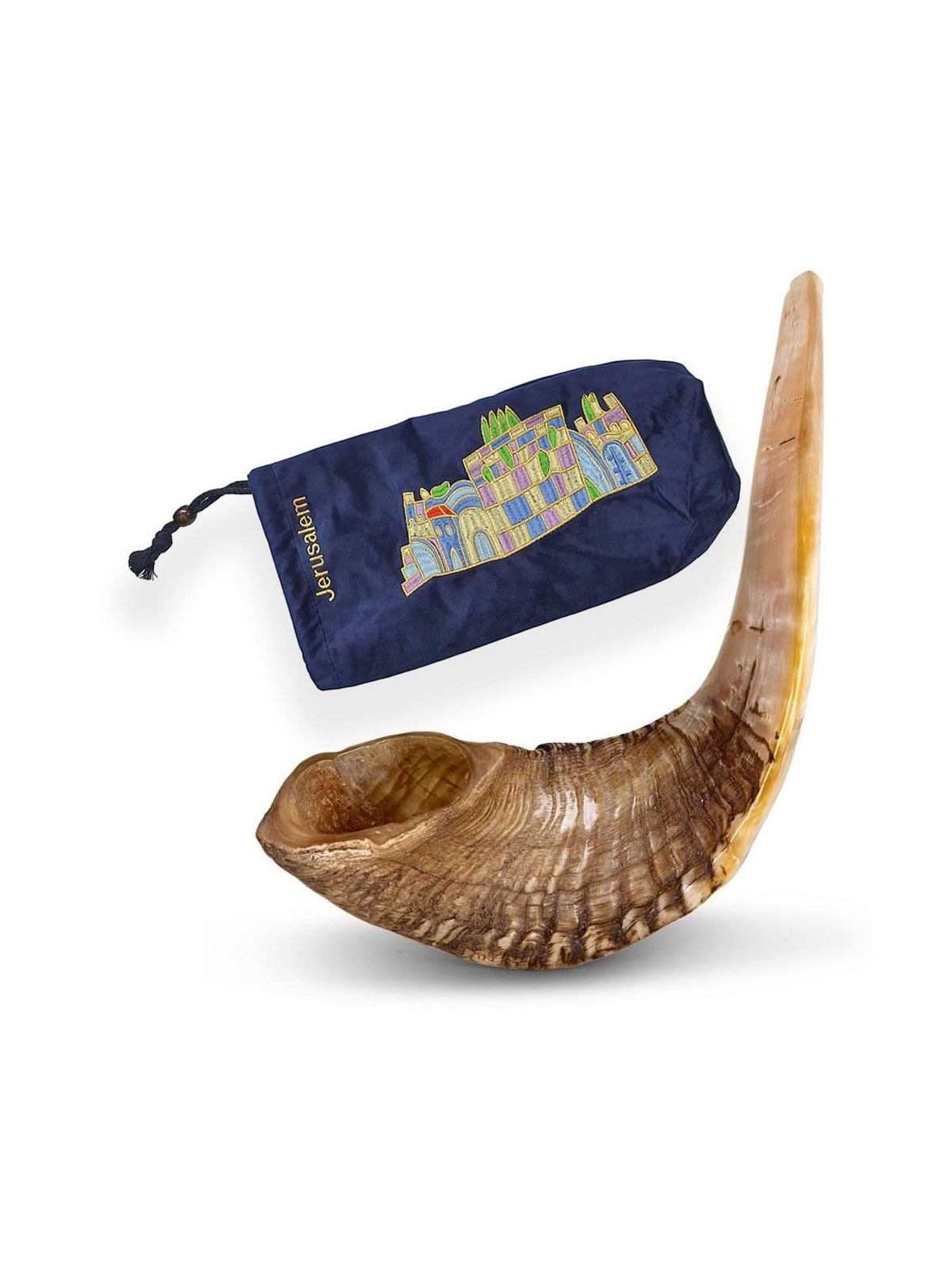 Kosher Classic Natural Ram's Horn Shofar 18'-20' / 45-50 cm - Free Gif