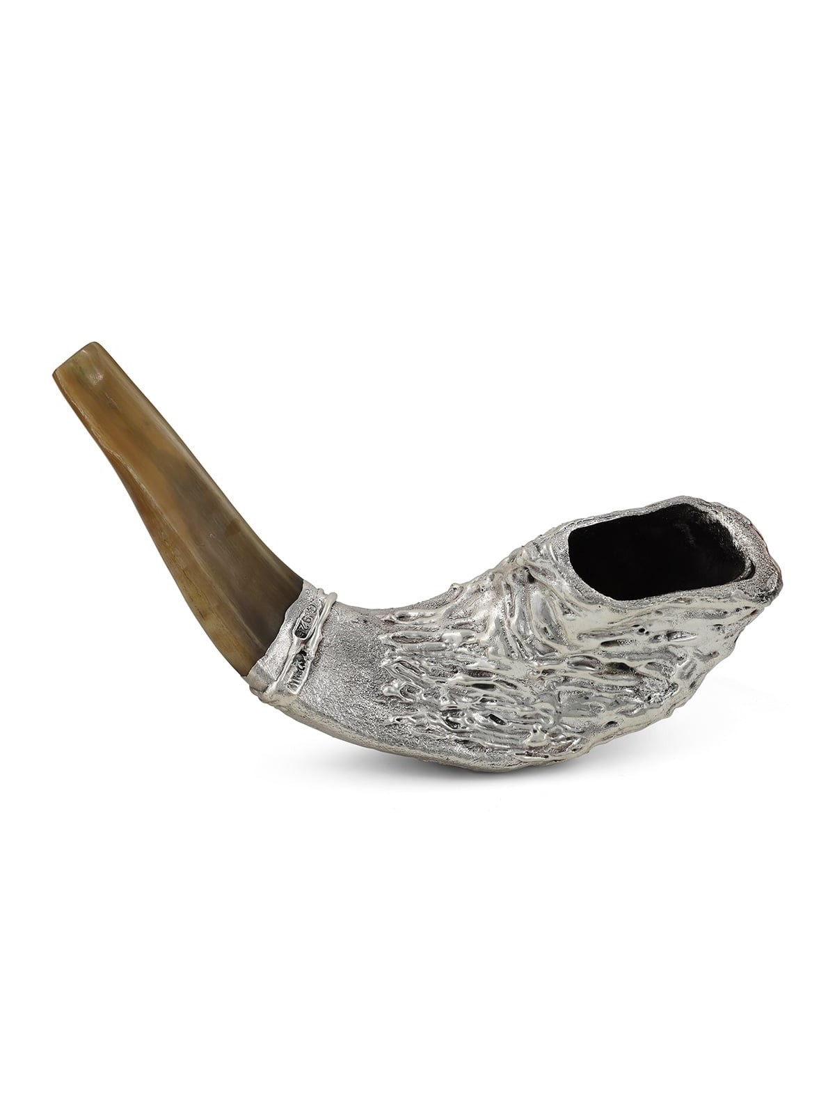 Barsheshet-Ribak English/Hebrew Customizable Silver-Plated Shofar With