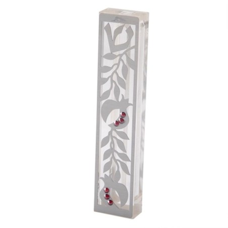Dorit Judaica Acrylic Mezuzah Case with Laser-Cut with Swarovski Stone