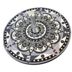 Dorit Judaica Large Floral Mandala & Crystal Stone Wooden Dreidel