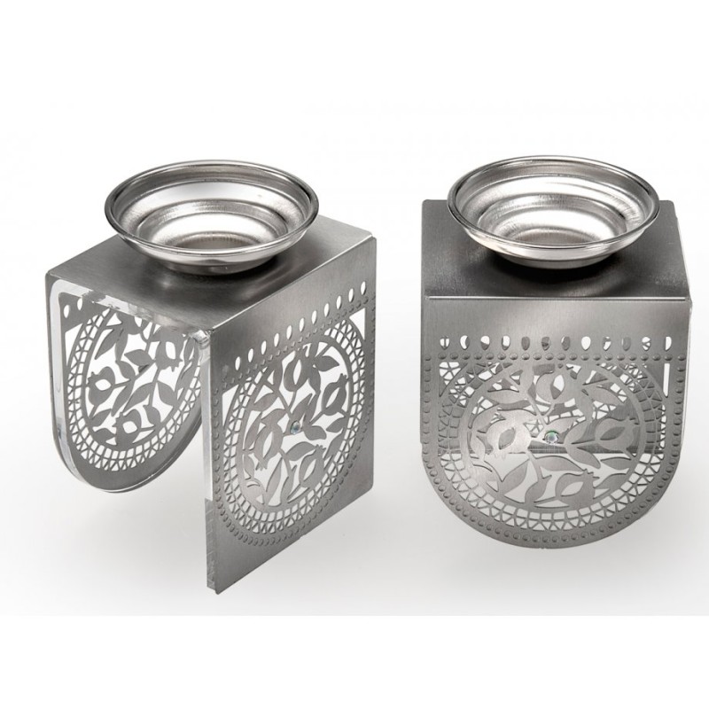 Dorit Judaica Pomegranate Design Candlesticks Small | Shabbat by Dorit