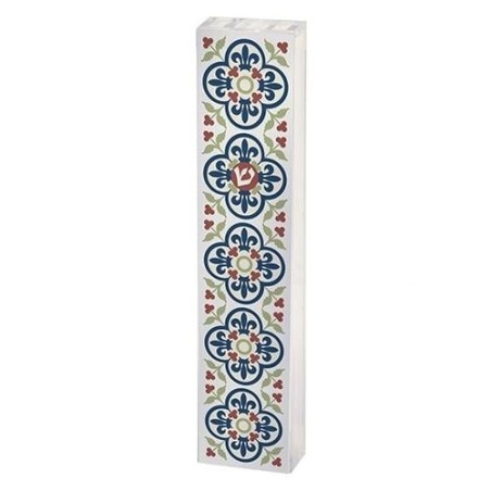 Dorit Judaica Acrylic Mezuzah Case with Aluminum Front - Flowers
