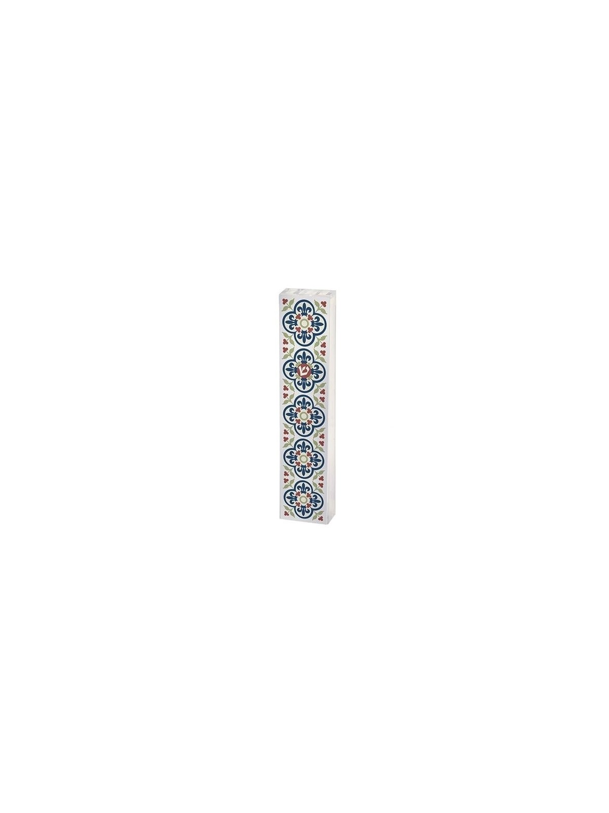Dorit Judaica Acrylic Mezuzah Case with Aluminum Front - Flowers