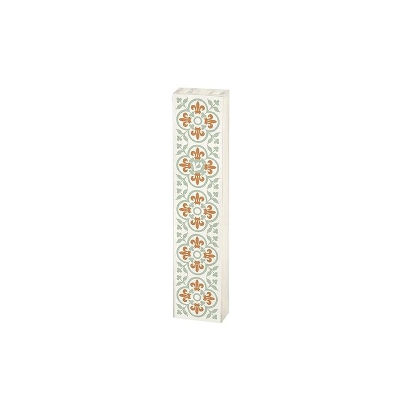 Dorit Judaica Acrylic Mezuzah Case with Aluminum Front - White Flowers