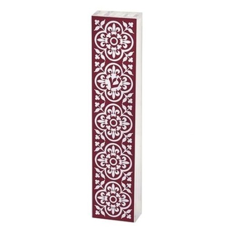 Dorit Judaica Acrylic Mezuzah Case with Aluminum Front - Red Garden