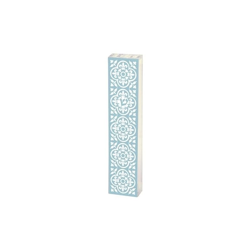 Dorit Judaica Acrylic Mezuzah Case with Aluminum Front - Blue Garden