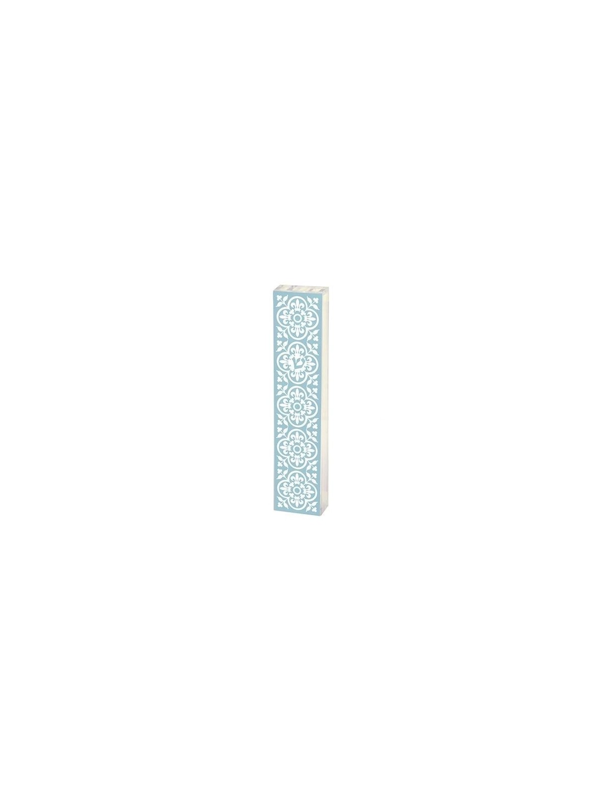 Dorit Judaica Acrylic Mezuzah Case with Aluminum Front - Blue Garden
