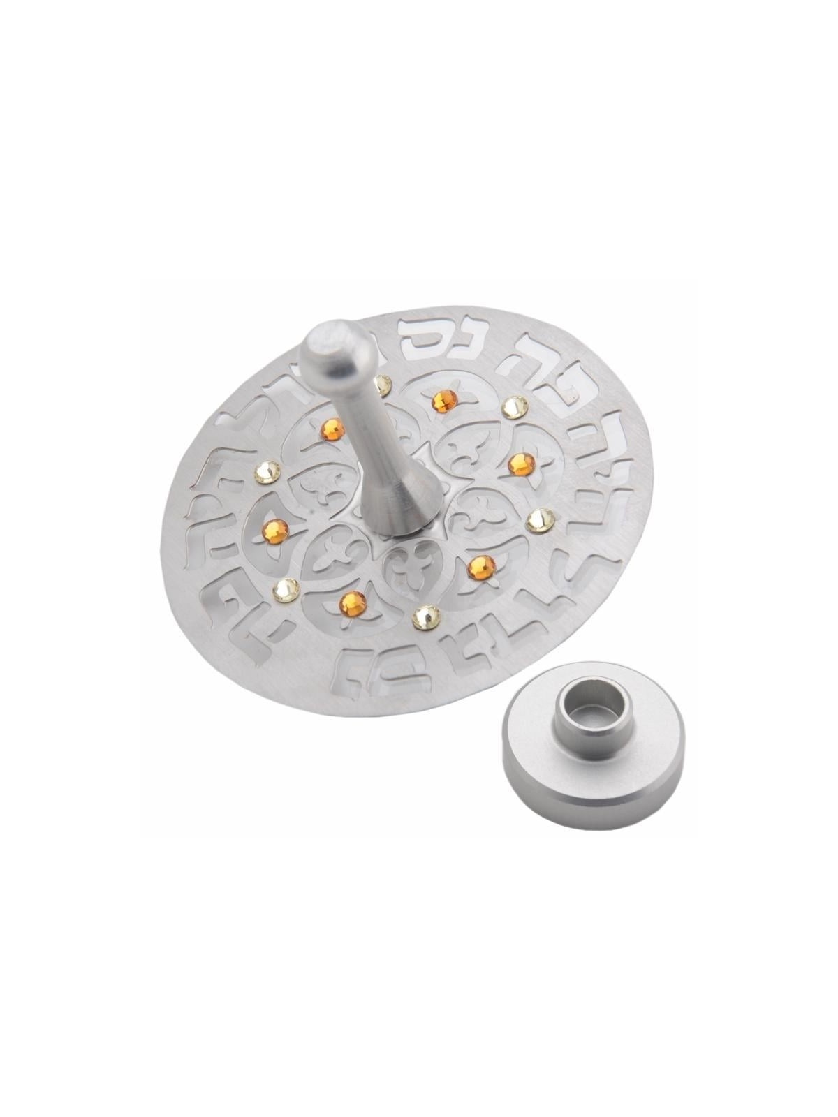 Dorit Judaica Stainless Steel & Swarovski Stones Dreidel - A Great Mir