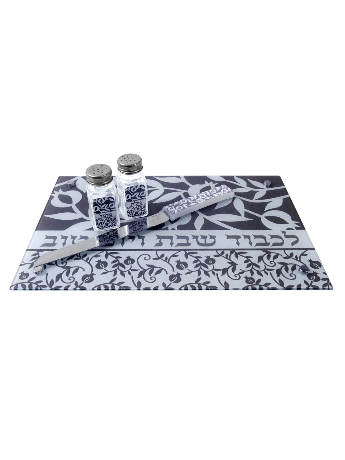 Dorit Judaica Tempered Glass Challah Board - Pomegranates Print