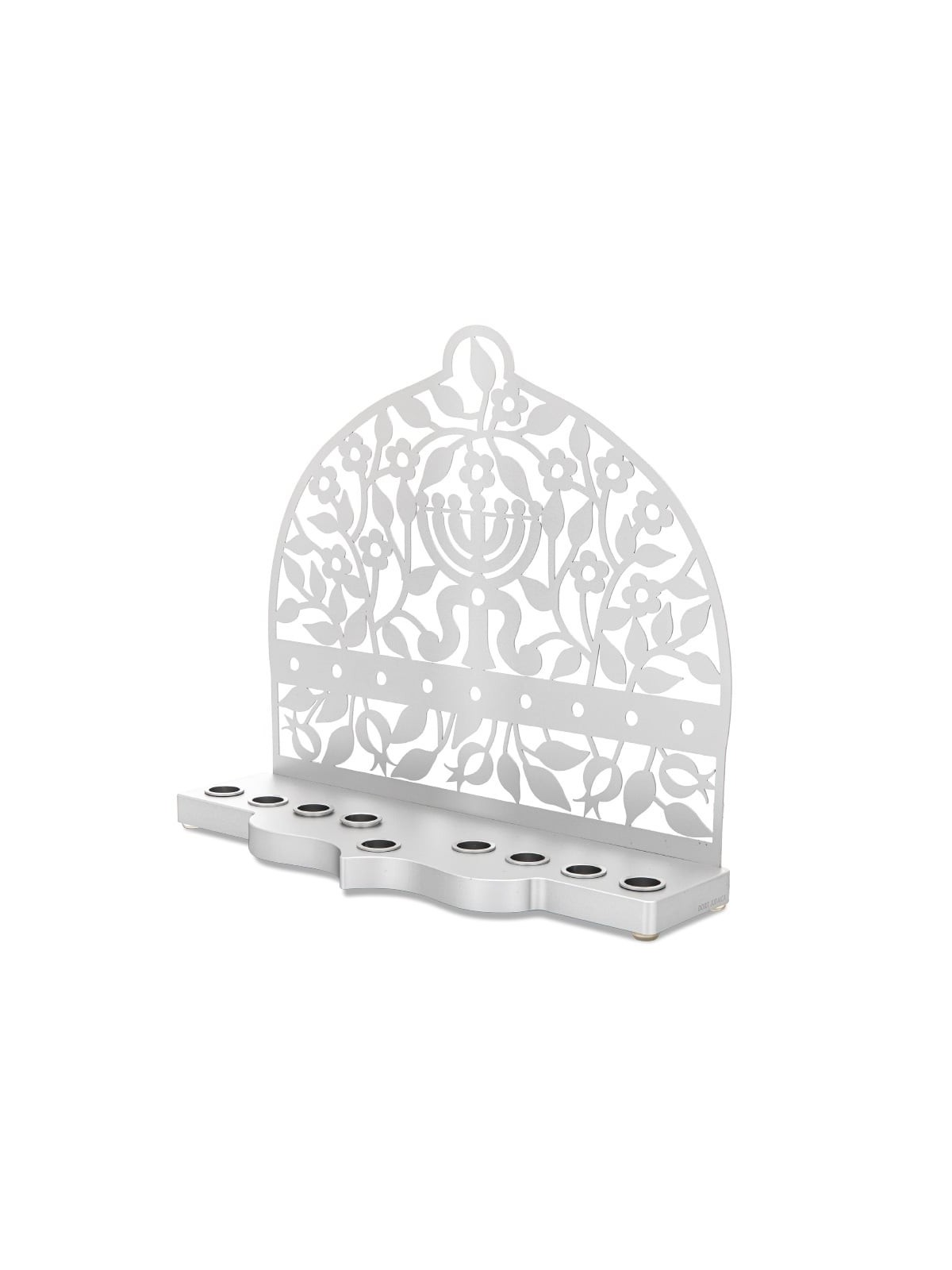 Dorit Judaica Menorah & Floral Pattern Aluminum Hanukkah Menorah