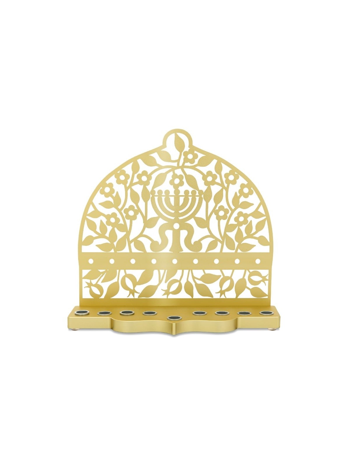 Dorit Judaica Menorah & Floral Pattern Aluminum Hanukkah Menorah