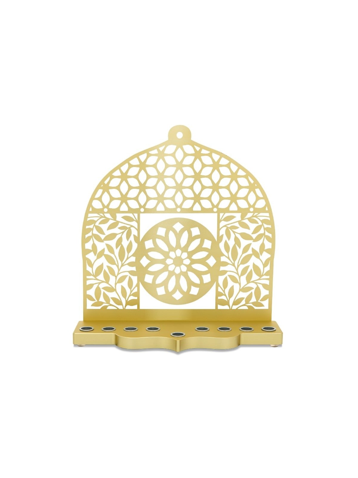 Dorit Judaica Mandala & Floral Pattern Aluminum Hanukkah Menorah