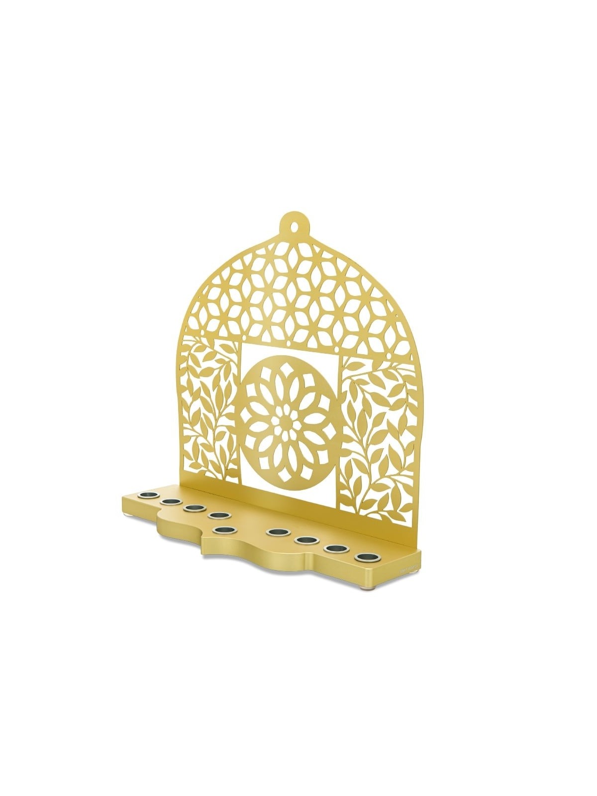 Dorit Judaica Mandala & Floral Pattern Aluminum Hanukkah Menorah