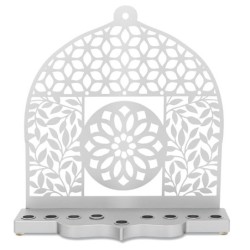 Dorit Judaica Mandala & Floral Pattern Aluminum Hanukkah Menorah