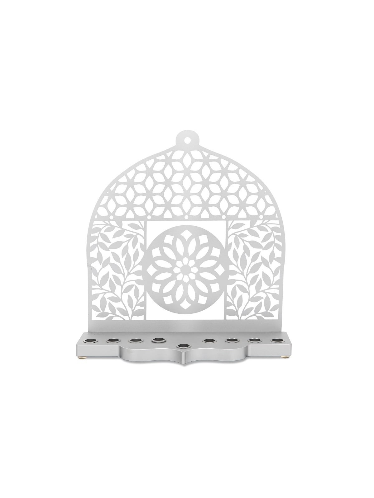 Dorit Judaica Mandala & Floral Pattern Aluminum Hanukkah Menorah