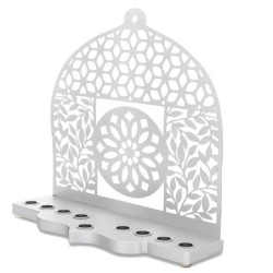Dorit Judaica Mandala & Floral Pattern Aluminum Hanukkah Menorah