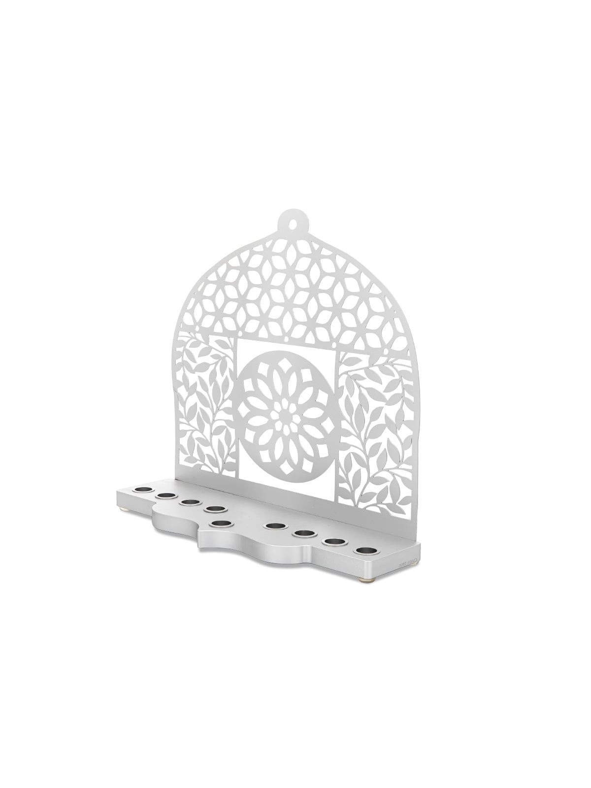 Dorit Judaica Mandala & Floral Pattern Aluminum Hanukkah Menorah