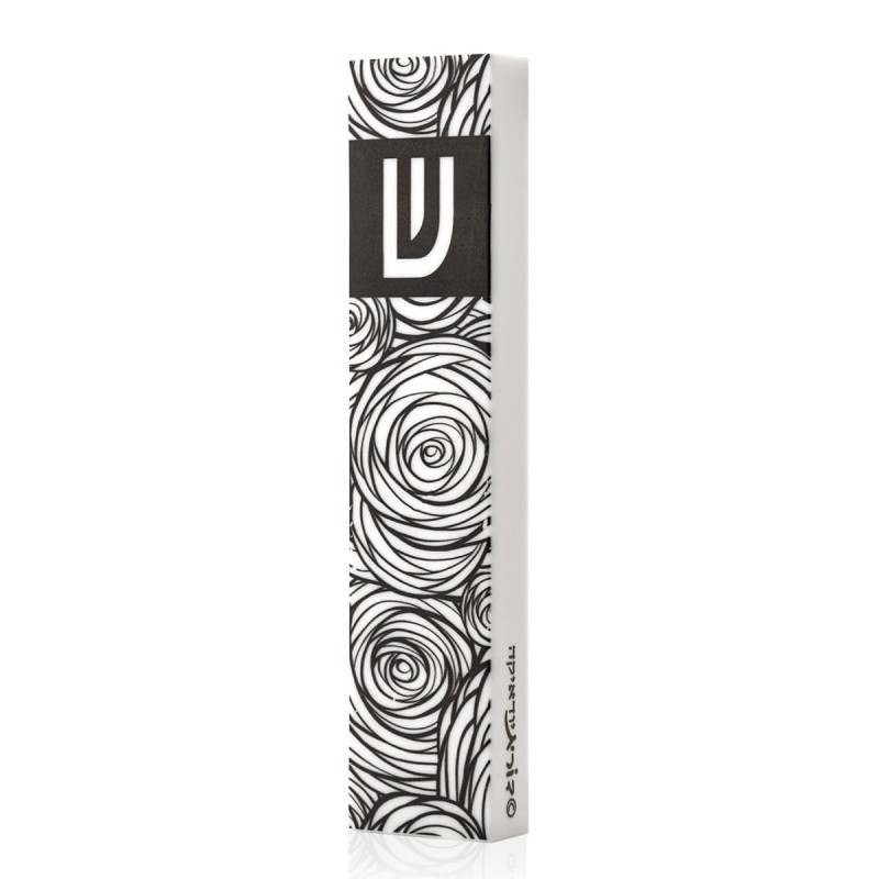 Dorit Judaica Black & White Laser-Cut Pattern Mezuzah Case