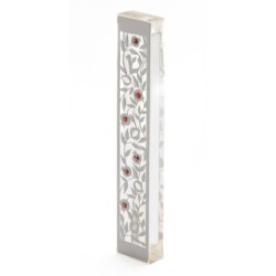 Dorit Judaica Large Acrylic and Steel Mezuzah Case - Pomegranates