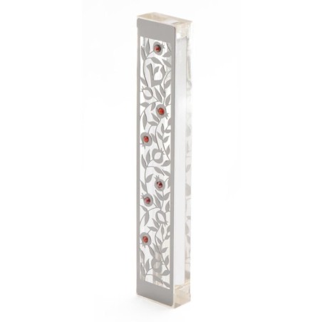 Dorit Judaica Large Acrylic and Steel Mezuzah Case - Pomegranates