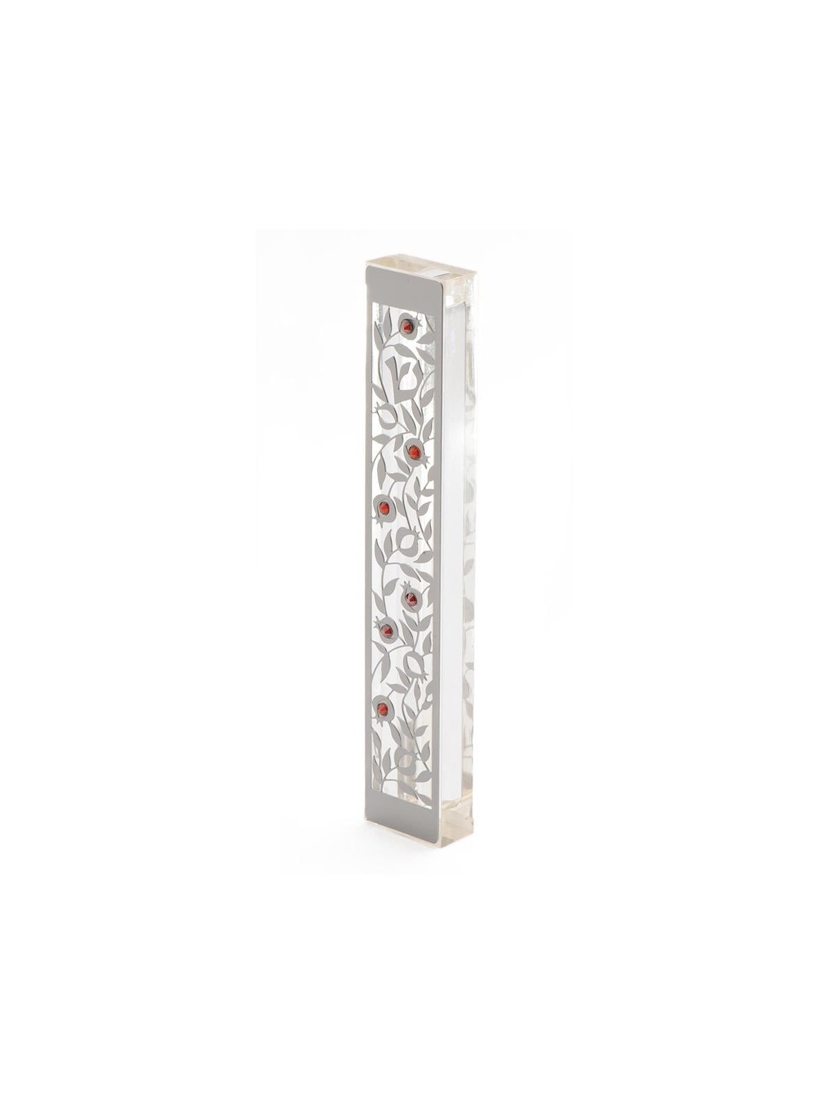 Dorit Judaica Large Acrylic and Steel Mezuzah Case - Pomegranates