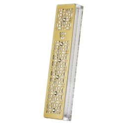 Dorit Judaica Gold-Plated Acrylic Mezuzah Case With Abstract Design