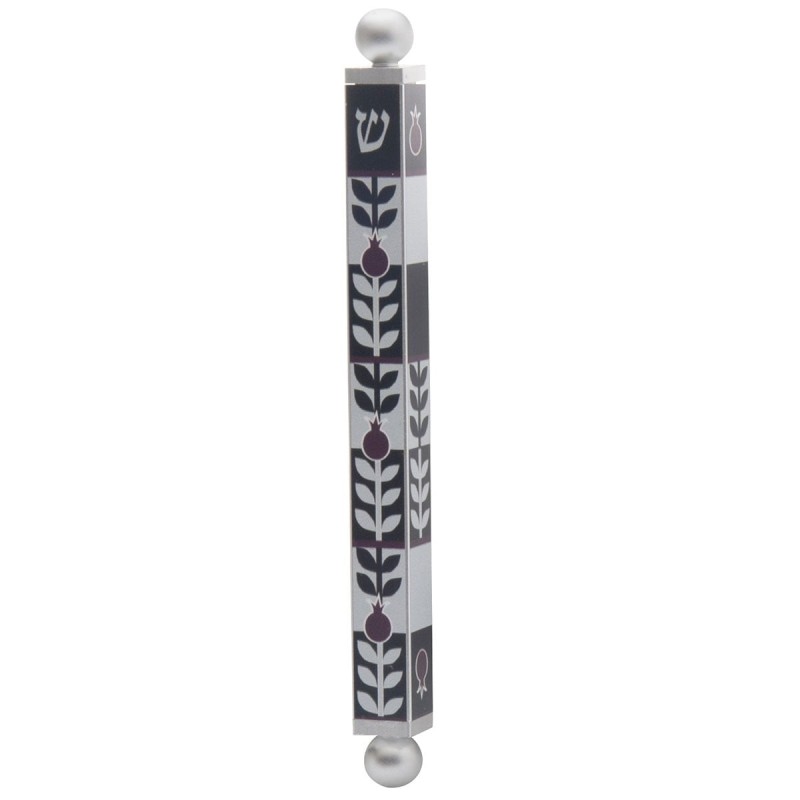Dorit Judaica Pomegranate Leaves Mezuzah Case with Shin
