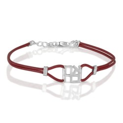 Ahava (Love) Sterling Silver and Leather Bracelet