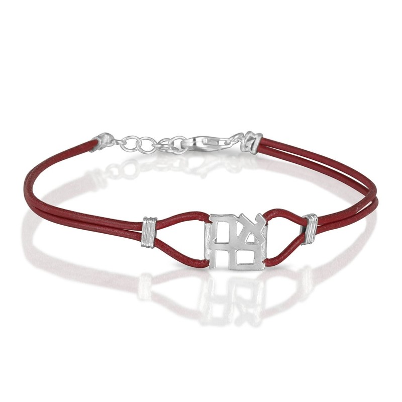 Ahava (Love) Sterling Silver and Leather Bracelet