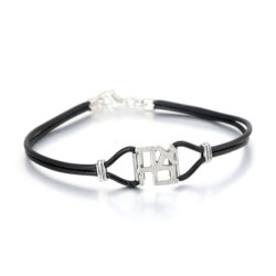 Ahava (Love) Sterling Silver and Leather Bracelet