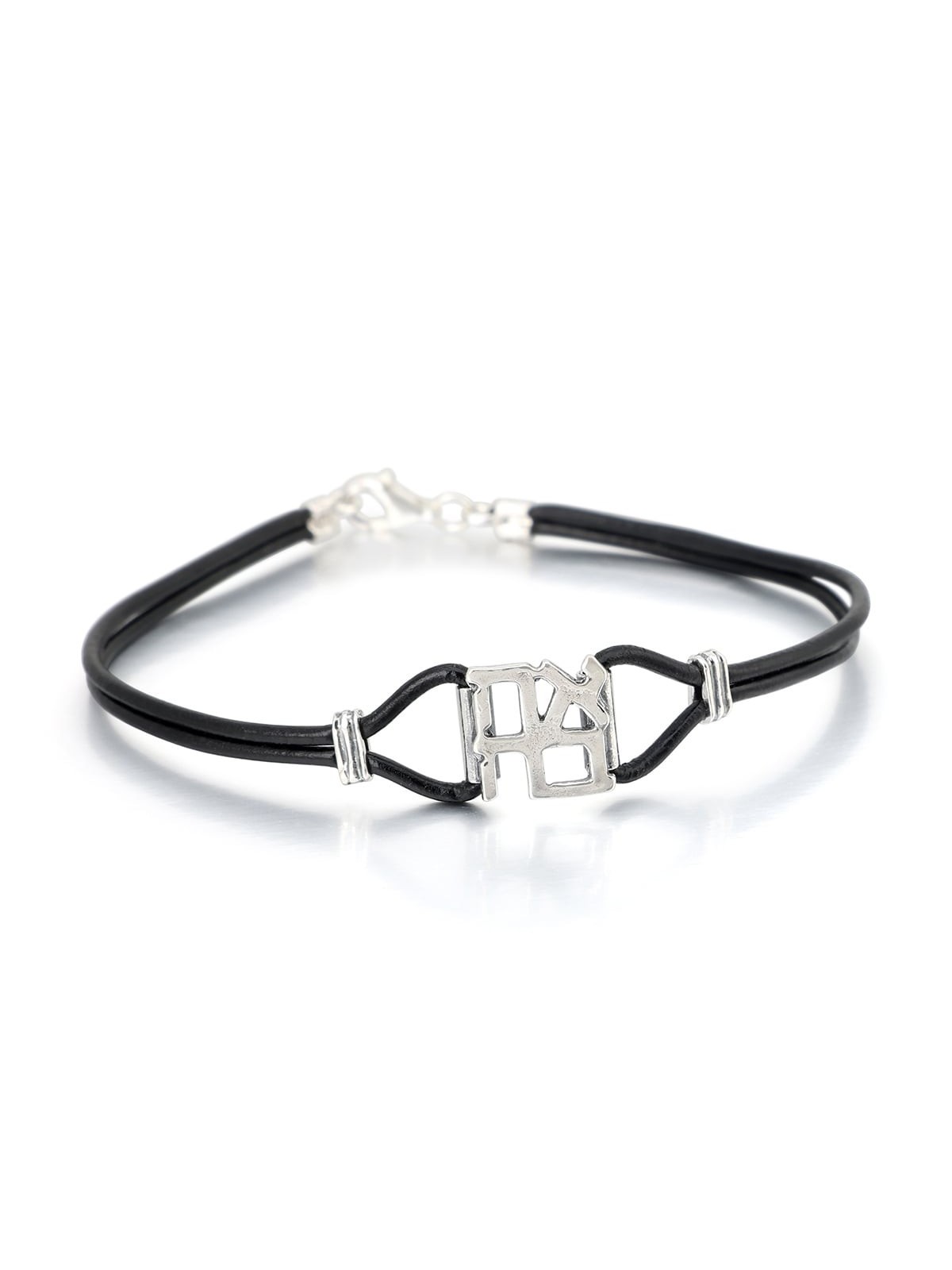 Ahava (Love) Sterling Silver and Leather Bracelet
