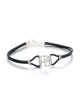 Ahava (Love) Sterling Silver and Leather Bracelet