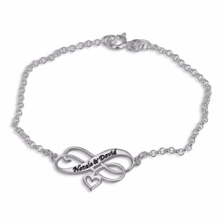 Silver Infinity Personalized Bracelet (English/Hebrew)